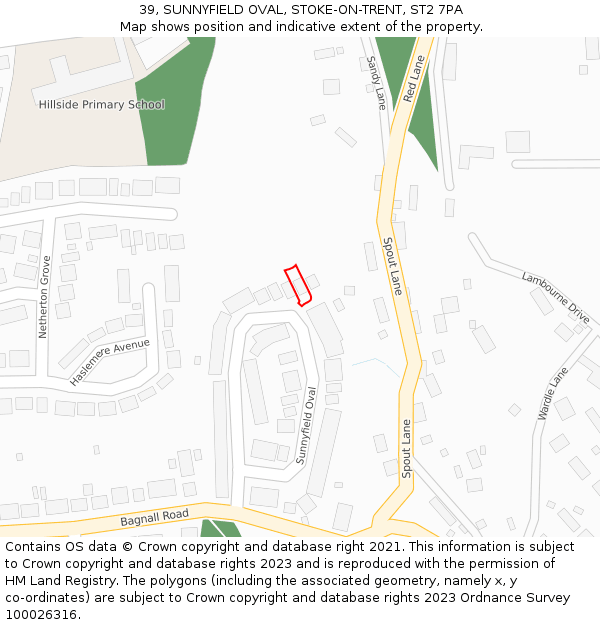 39, SUNNYFIELD OVAL, STOKE-ON-TRENT, ST2 7PA: Location map and indicative extent of plot