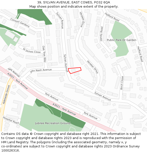 39, SYLVAN AVENUE, EAST COWES, PO32 6QA: Location map and indicative extent of plot