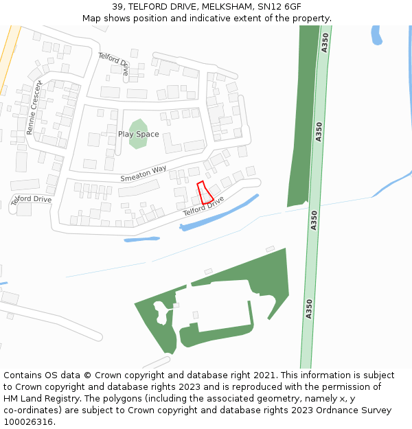 39, TELFORD DRIVE, MELKSHAM, SN12 6GF: Location map and indicative extent of plot