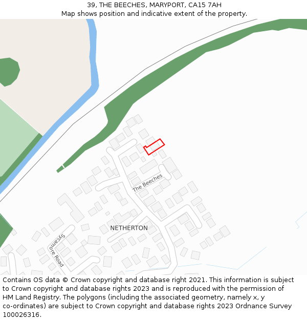 39, THE BEECHES, MARYPORT, CA15 7AH: Location map and indicative extent of plot