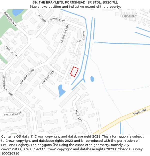 39, THE BRAMLEYS, PORTISHEAD, BRISTOL, BS20 7LL: Location map and indicative extent of plot