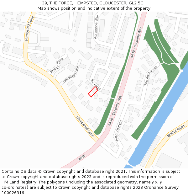 39, THE FORGE, HEMPSTED, GLOUCESTER, GL2 5GH: Location map and indicative extent of plot