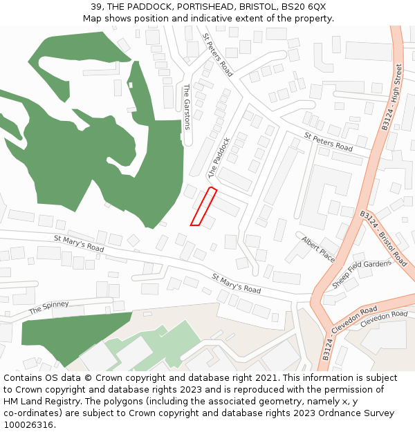 39, THE PADDOCK, PORTISHEAD, BRISTOL, BS20 6QX: Location map and indicative extent of plot