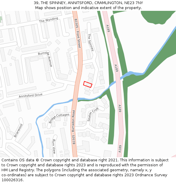 39, THE SPINNEY, ANNITSFORD, CRAMLINGTON, NE23 7NY: Location map and indicative extent of plot