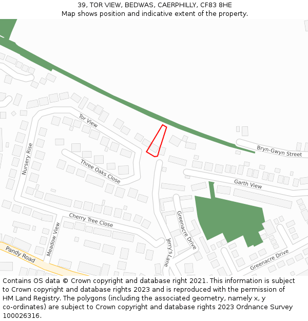 39, TOR VIEW, BEDWAS, CAERPHILLY, CF83 8HE: Location map and indicative extent of plot