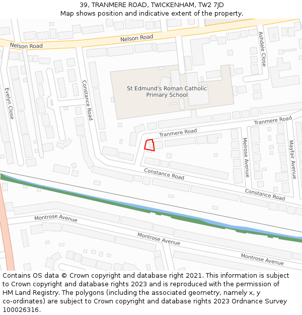 39, TRANMERE ROAD, TWICKENHAM, TW2 7JD: Location map and indicative extent of plot