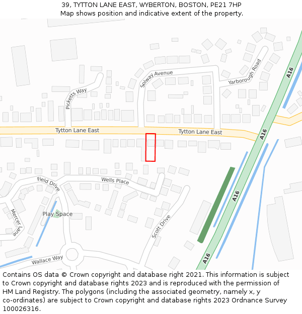 39, TYTTON LANE EAST, WYBERTON, BOSTON, PE21 7HP: Location map and indicative extent of plot