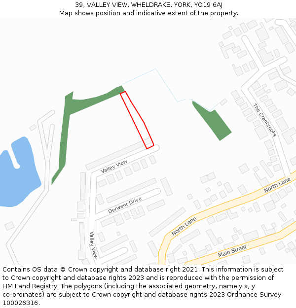 39, VALLEY VIEW, WHELDRAKE, YORK, YO19 6AJ: Location map and indicative extent of plot