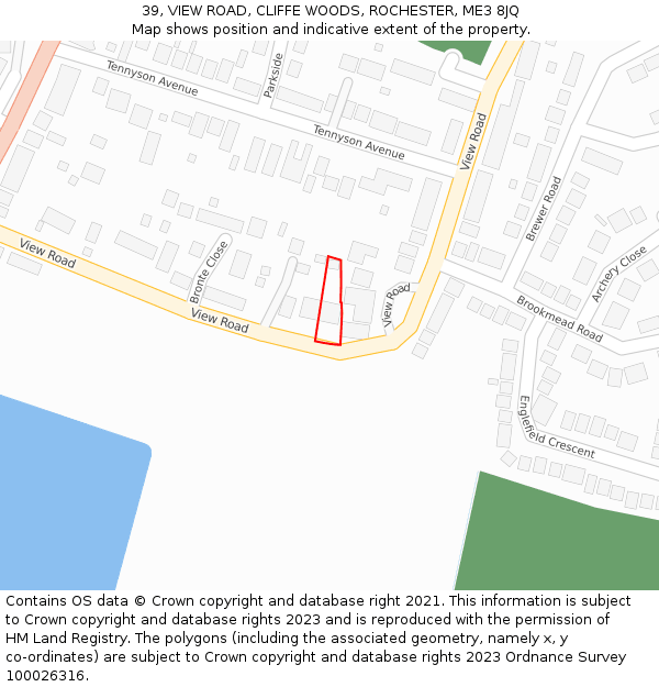 39, VIEW ROAD, CLIFFE WOODS, ROCHESTER, ME3 8JQ: Location map and indicative extent of plot