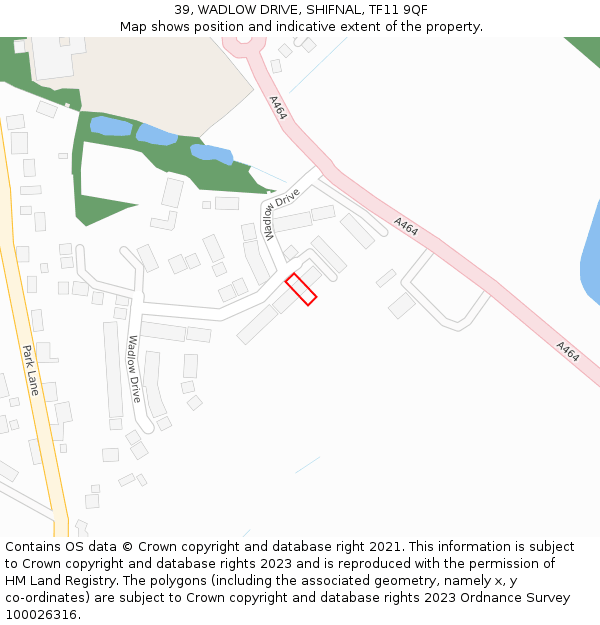 39, WADLOW DRIVE, SHIFNAL, TF11 9QF: Location map and indicative extent of plot