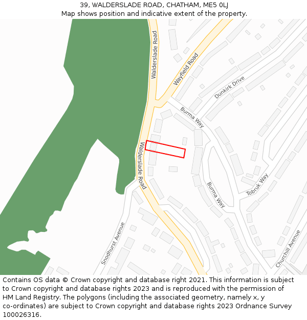 39, WALDERSLADE ROAD, CHATHAM, ME5 0LJ: Location map and indicative extent of plot