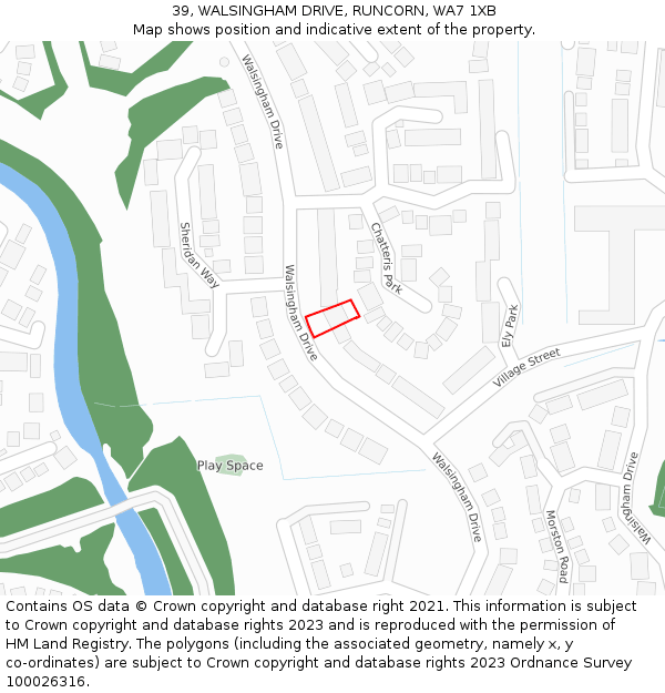 39, WALSINGHAM DRIVE, RUNCORN, WA7 1XB: Location map and indicative extent of plot