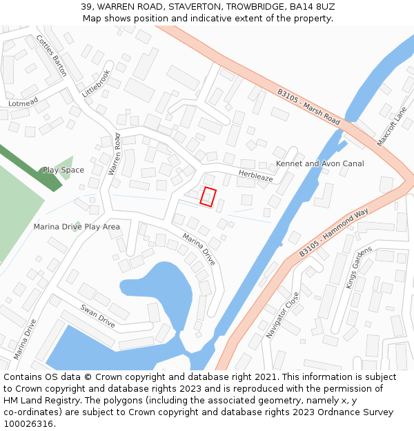 39, WARREN ROAD, STAVERTON, TROWBRIDGE, BA14 8UZ: Location map and indicative extent of plot