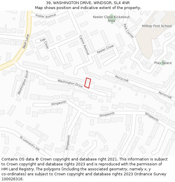 39, WASHINGTON DRIVE, WINDSOR, SL4 4NR: Location map and indicative extent of plot