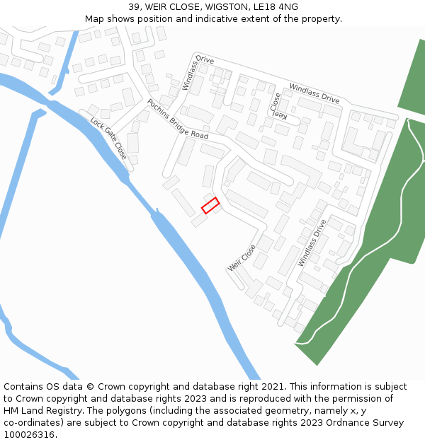 39, WEIR CLOSE, WIGSTON, LE18 4NG: Location map and indicative extent of plot