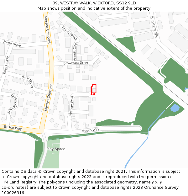 39, WESTRAY WALK, WICKFORD, SS12 9LD: Location map and indicative extent of plot