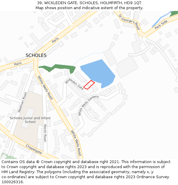 39, WICKLEDEN GATE, SCHOLES, HOLMFIRTH, HD9 1QT: Location map and indicative extent of plot