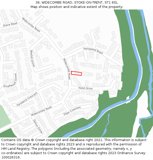 39, WIDECOMBE ROAD, STOKE-ON-TRENT, ST1 6SL: Location map and indicative extent of plot