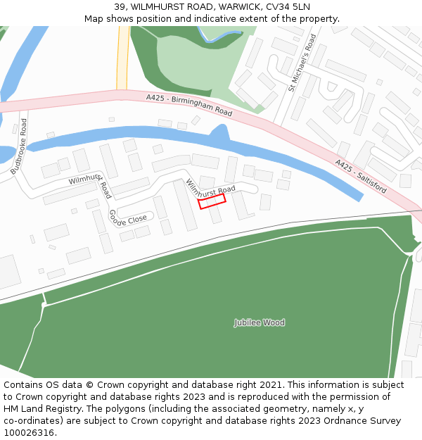 39, WILMHURST ROAD, WARWICK, CV34 5LN: Location map and indicative extent of plot