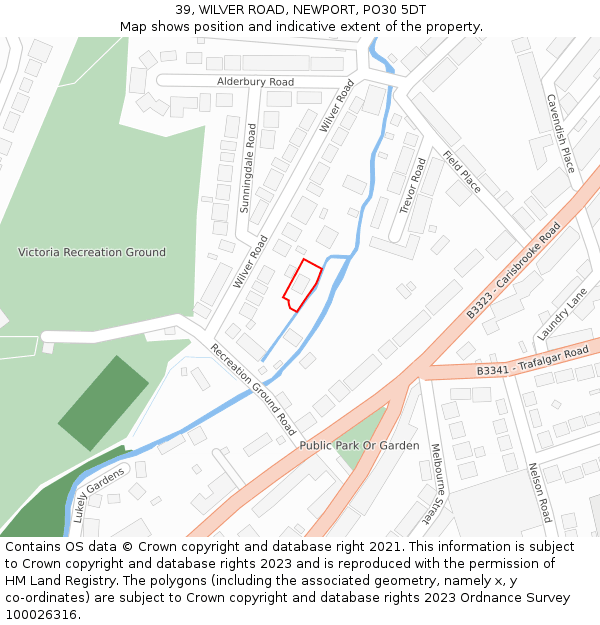 39, WILVER ROAD, NEWPORT, PO30 5DT: Location map and indicative extent of plot