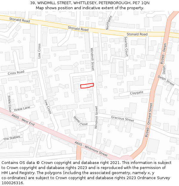 39, WINDMILL STREET, WHITTLESEY, PETERBOROUGH, PE7 1QN: Location map and indicative extent of plot