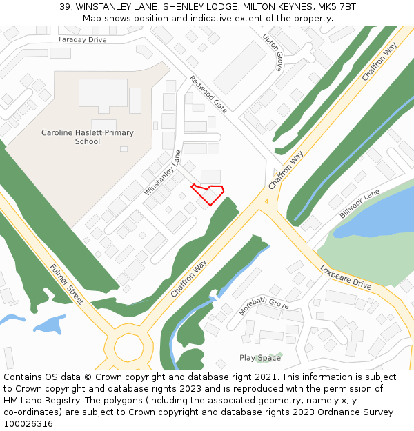 39, WINSTANLEY LANE, SHENLEY LODGE, MILTON KEYNES, MK5 7BT: Location map and indicative extent of plot