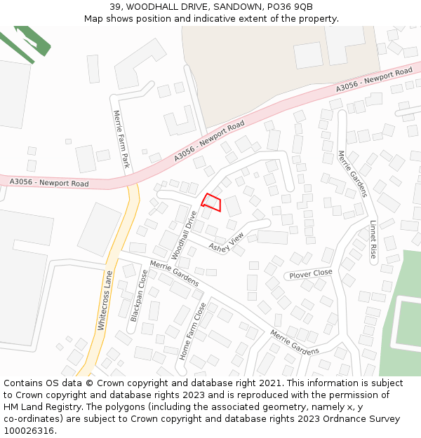 39, WOODHALL DRIVE, SANDOWN, PO36 9QB: Location map and indicative extent of plot