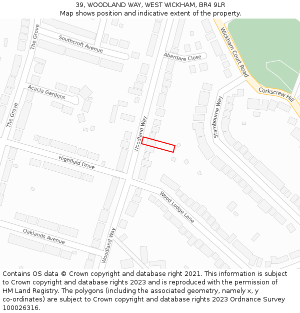 39, WOODLAND WAY, WEST WICKHAM, BR4 9LR: Location map and indicative extent of plot