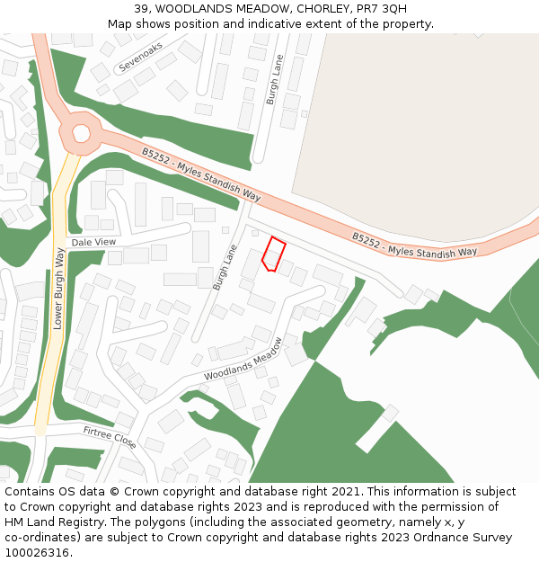 39, WOODLANDS MEADOW, CHORLEY, PR7 3QH: Location map and indicative extent of plot