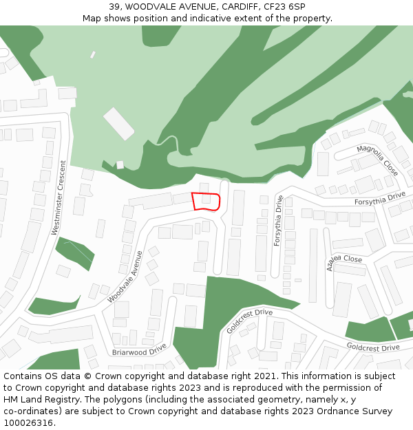 39, WOODVALE AVENUE, CARDIFF, CF23 6SP: Location map and indicative extent of plot