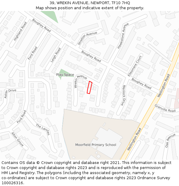 39, WREKIN AVENUE, NEWPORT, TF10 7HQ: Location map and indicative extent of plot