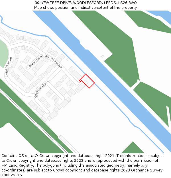 39, YEW TREE DRIVE, WOODLESFORD, LEEDS, LS26 8WQ: Location map and indicative extent of plot