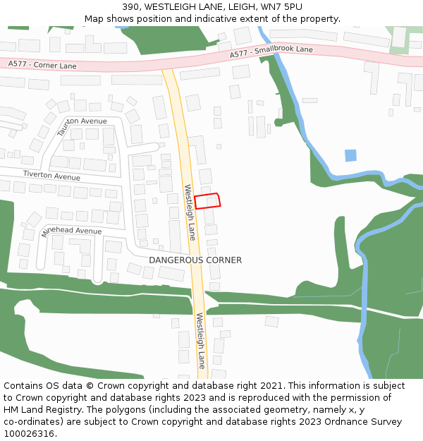 390, WESTLEIGH LANE, LEIGH, WN7 5PU: Location map and indicative extent of plot