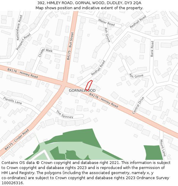 392, HIMLEY ROAD, GORNAL WOOD, DUDLEY, DY3 2QA: Location map and indicative extent of plot