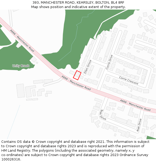 393, MANCHESTER ROAD, KEARSLEY, BOLTON, BL4 8RF: Location map and indicative extent of plot