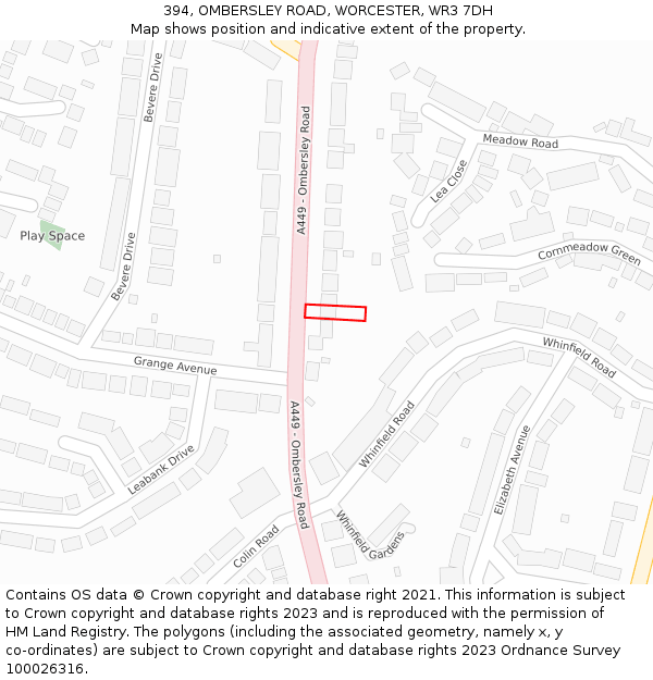 394, OMBERSLEY ROAD, WORCESTER, WR3 7DH: Location map and indicative extent of plot