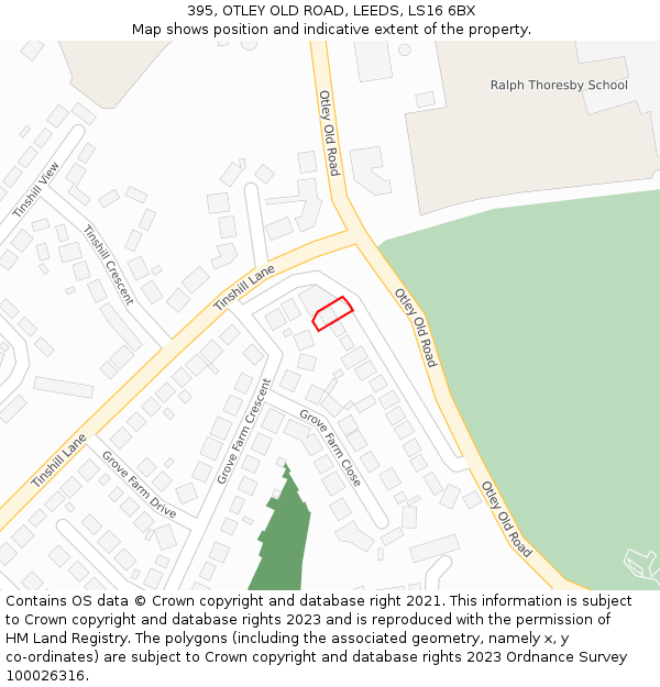 395, OTLEY OLD ROAD, LEEDS, LS16 6BX: Location map and indicative extent of plot