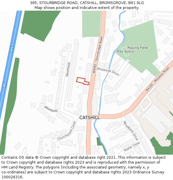 395, STOURBRIDGE ROAD, CATSHILL, BROMSGROVE, B61 9LG: Location map and indicative extent of plot