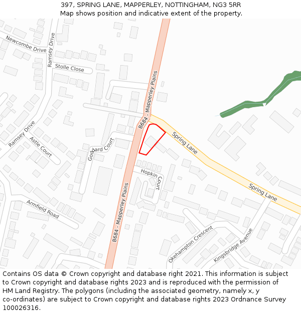 397, SPRING LANE, MAPPERLEY, NOTTINGHAM, NG3 5RR: Location map and indicative extent of plot