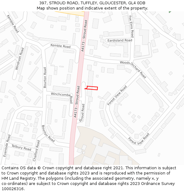 397, STROUD ROAD, TUFFLEY, GLOUCESTER, GL4 0DB: Location map and indicative extent of plot