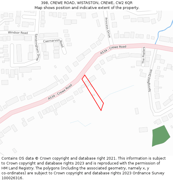 398, CREWE ROAD, WISTASTON, CREWE, CW2 6QR: Location map and indicative extent of plot