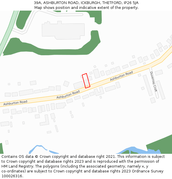 39A, ASHBURTON ROAD, ICKBURGH, THETFORD, IP26 5JA: Location map and indicative extent of plot