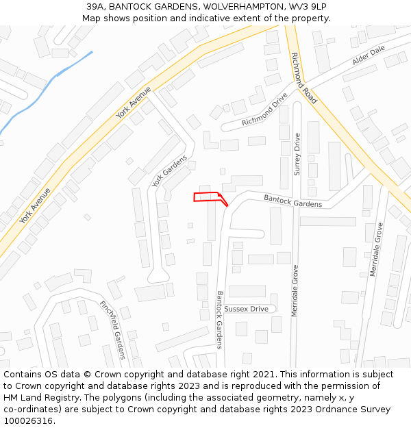 39A, BANTOCK GARDENS, WOLVERHAMPTON, WV3 9LP: Location map and indicative extent of plot