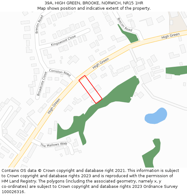 39A, HIGH GREEN, BROOKE, NORWICH, NR15 1HR: Location map and indicative extent of plot