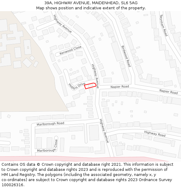 39A, HIGHWAY AVENUE, MAIDENHEAD, SL6 5AG: Location map and indicative extent of plot