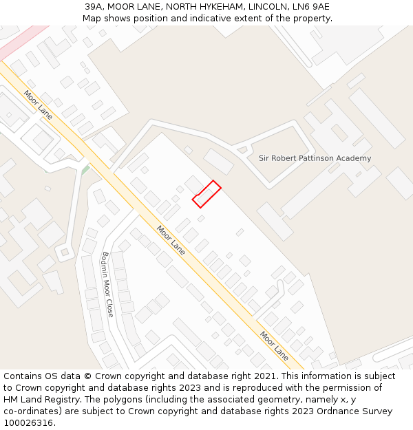 39A, MOOR LANE, NORTH HYKEHAM, LINCOLN, LN6 9AE: Location map and indicative extent of plot