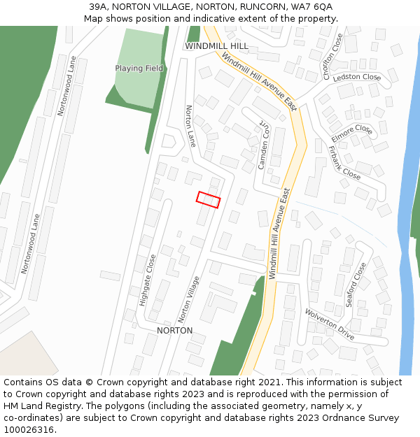39A, NORTON VILLAGE, NORTON, RUNCORN, WA7 6QA: Location map and indicative extent of plot
