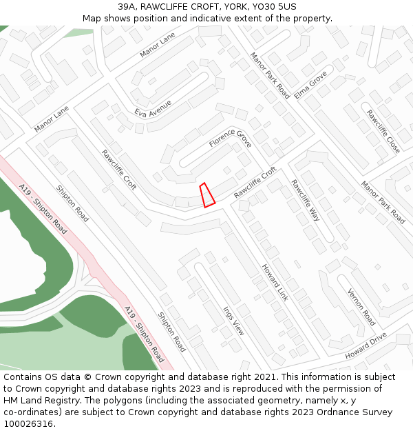 39A, RAWCLIFFE CROFT, YORK, YO30 5US: Location map and indicative extent of plot