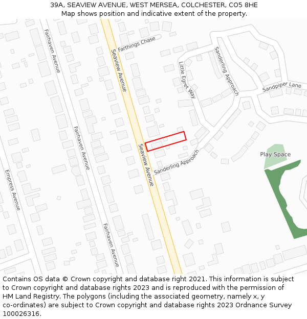39A, SEAVIEW AVENUE, WEST MERSEA, COLCHESTER, CO5 8HE: Location map and indicative extent of plot