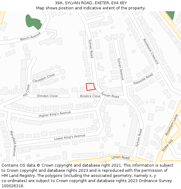 39A, SYLVAN ROAD, EXETER, EX4 6EY: Location map and indicative extent of plot